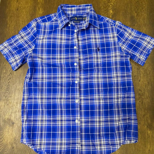 Ralph Lauren Short Sleeve Check Shirt in Blue Size 160