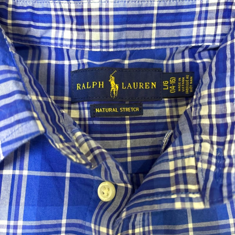 Ralph Lauren Short Sleeve Check Shirt in Blue Size 160