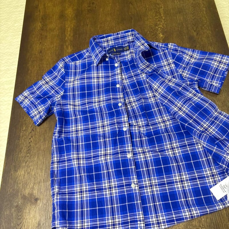 Ralph Lauren Short Sleeve Check Shirt in Blue Size 160