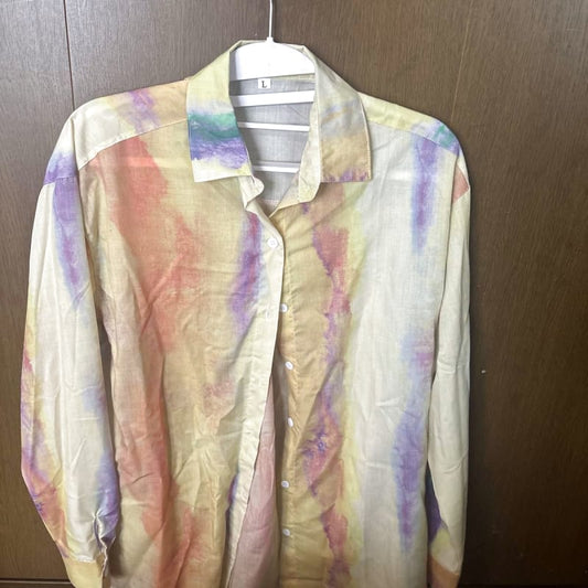 Colorful Tie-Dye Long Sleeve Shirt L Size