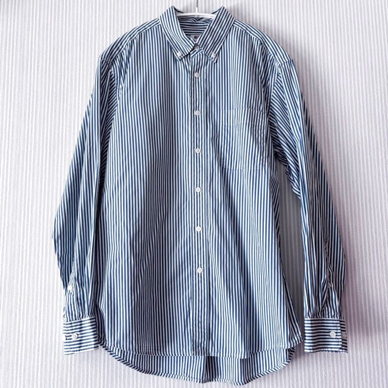 Uniqlo Broad Shirt Striped Button Down Long Sleeve Green S