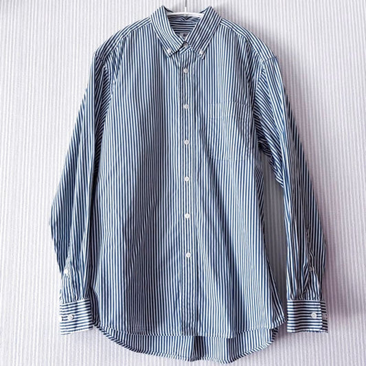 Uniqlo Broad Shirt Striped Button Down Long Sleeve Green S