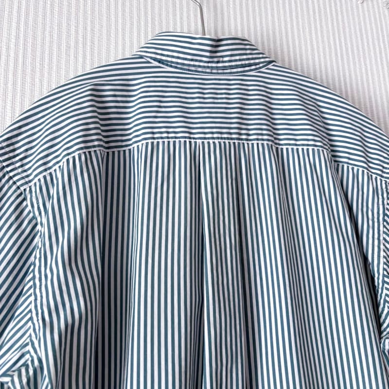 Uniqlo Broad Shirt Striped Button Down Long Sleeve Green S
