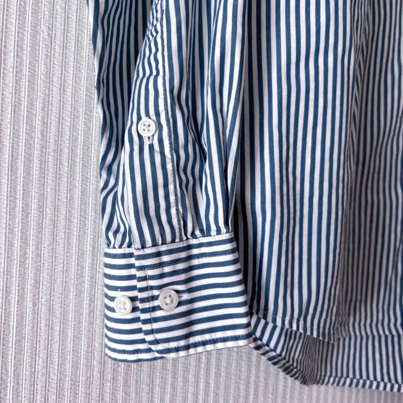 Uniqlo Broad Shirt Striped Button Down Long Sleeve Green S