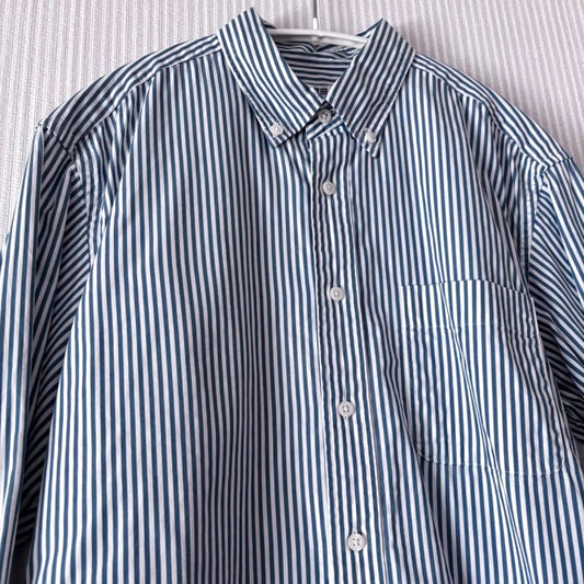 Uniqlo Broad Shirt Striped Button Down Long Sleeve Green S