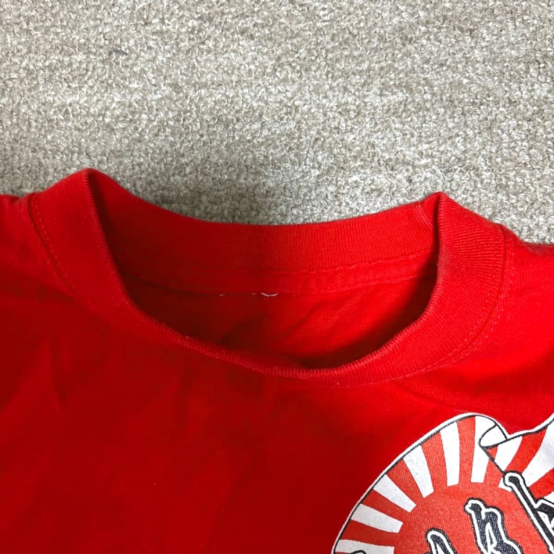 Japanese Pattern T-Shirt Rising Sun Katakana Print Red Men's