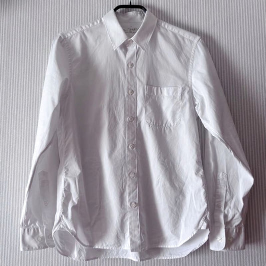 Muji Xinjiang Cotton Washed Broad Shirt White Long Sleeve Size S