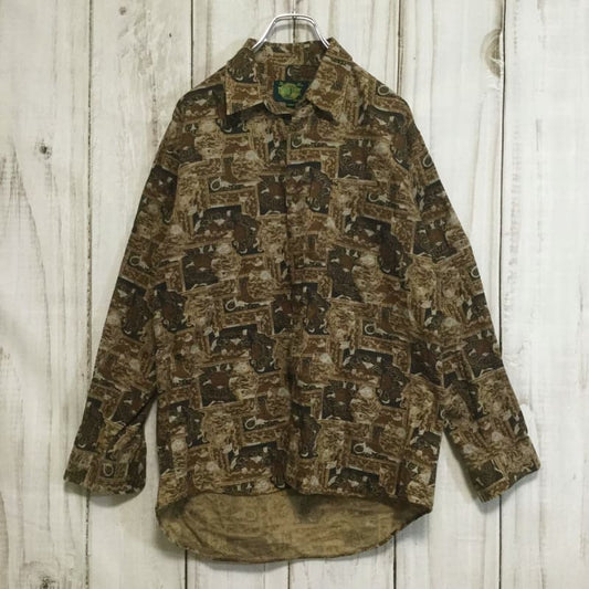Retro Dark Color Oversized Long Sleeve Shirt L Vintage
