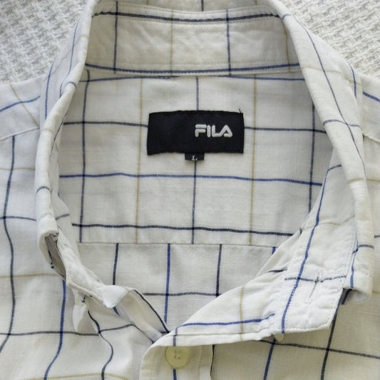 Fila Short Sleeve Button Down Shirt Size L Checkered