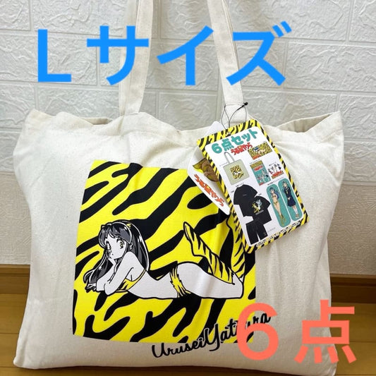 Unopened Urusei Yatsura 6-Piece Set Tote Bag T-Shirt Shorts Towel Acrylic Stand Cushion L Size