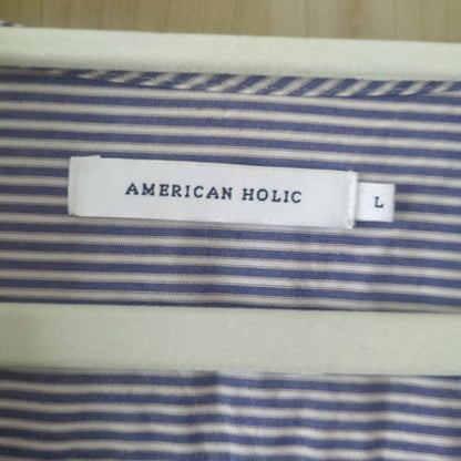 American Holic Striped Hooded Shirt
