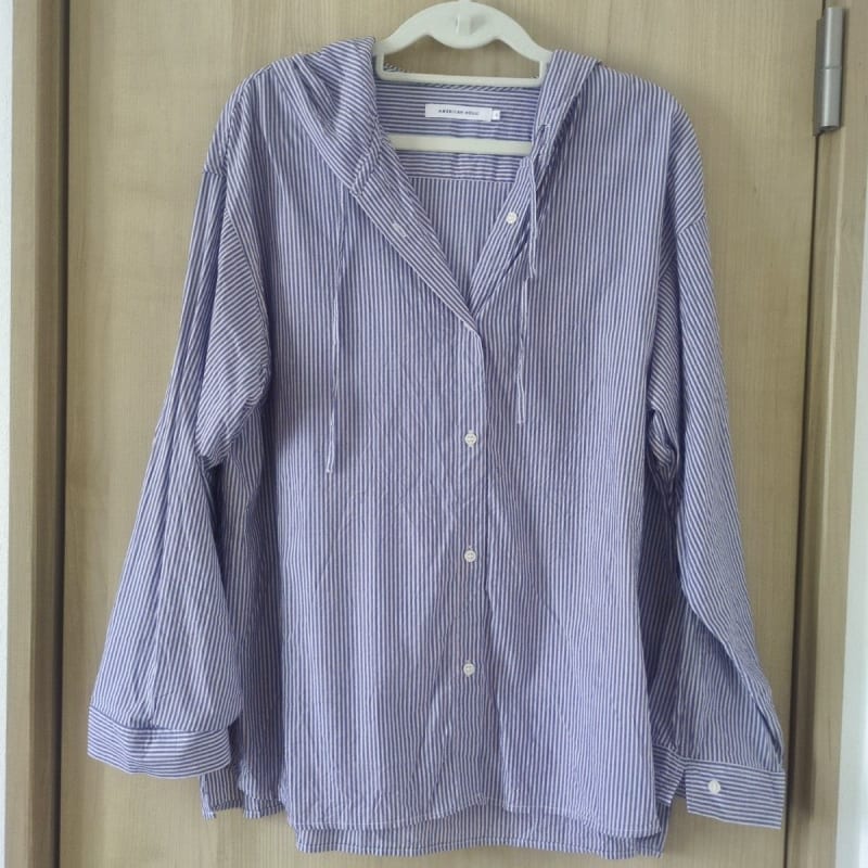 American Holic Striped Hooded Shirt