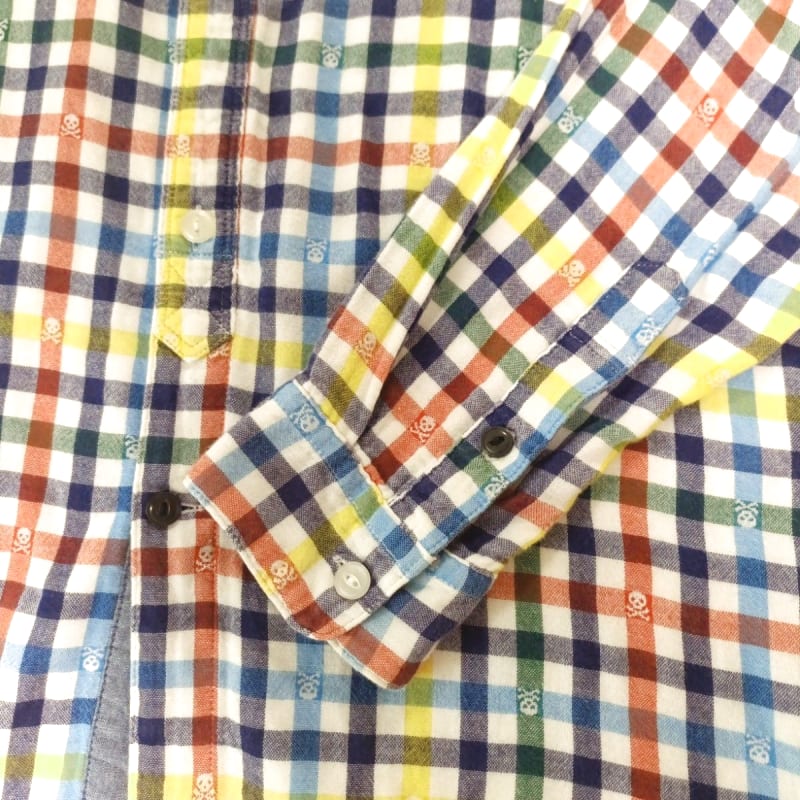 Beams Heart Check Skull Pattern Shirt Size L