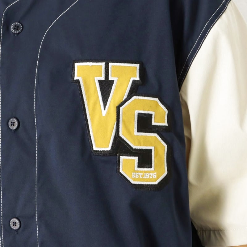Baseball Shirt Style Short Sleeve Shirt Navy Casual Men's
