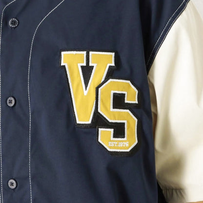 Baseball Shirt Style Short Sleeve Shirt Navy Casual Men's