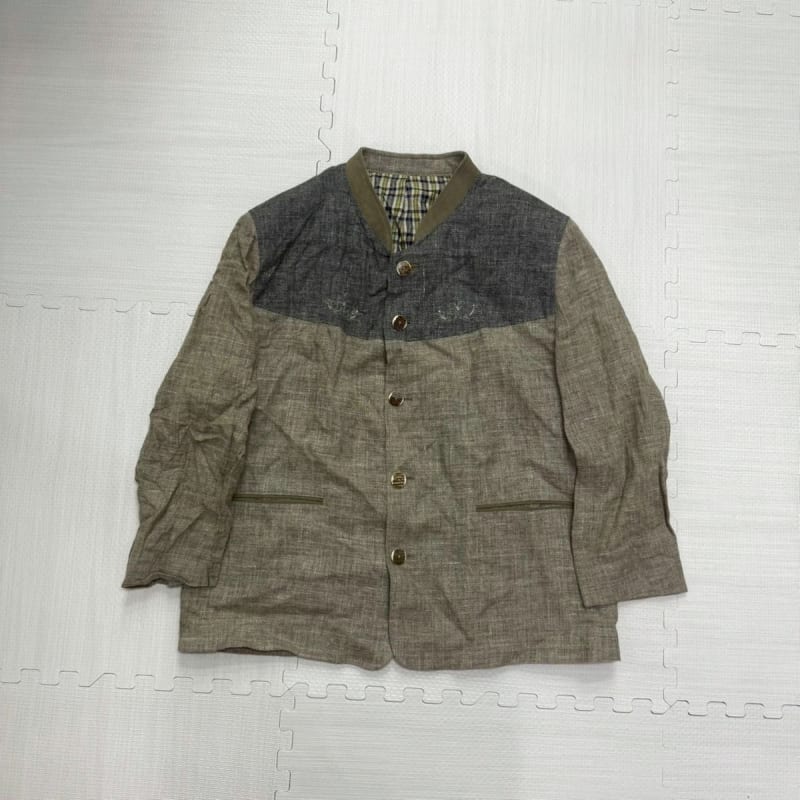 Unique Color Block Jacket with Check Liner