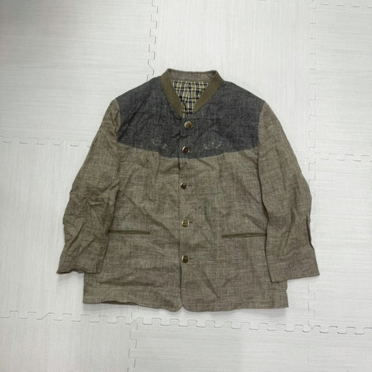 Unique Color Block Jacket with Check Liner