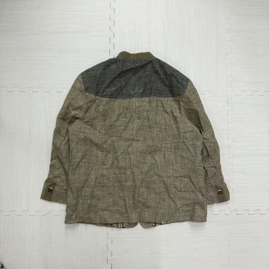 Unique Color Block Jacket with Check Liner