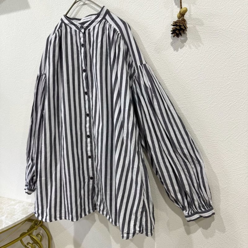 American Holic Stripe Shirt Blouse 100% Cotton Gray