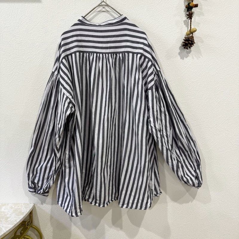 American Holic Stripe Shirt Blouse 100% Cotton Gray