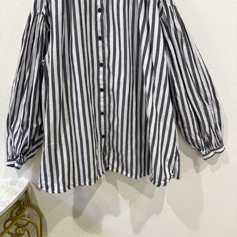 American Holic Stripe Shirt Blouse 100% Cotton Gray