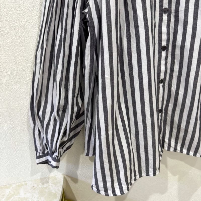 American Holic Stripe Shirt Blouse 100% Cotton Gray