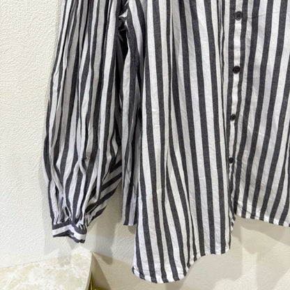 American Holic Stripe Shirt Blouse 100% Cotton Gray
