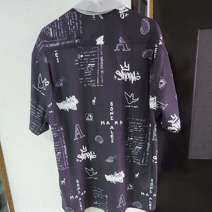 Ales Patterned Short Sleeve Shirt Black M Size