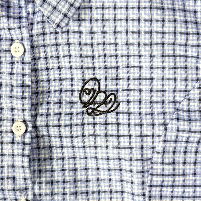 Long Sleeve Checkered Shirt Navy