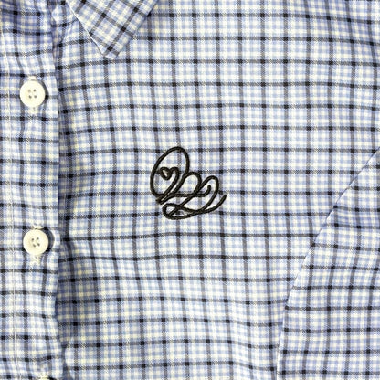 Long Sleeve Checkered Shirt Navy