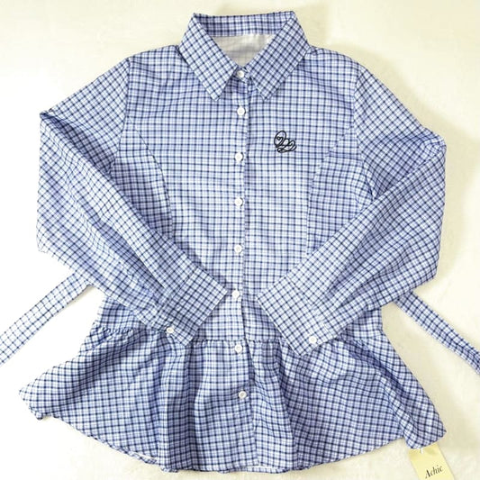 Long Sleeve Checkered Shirt Navy