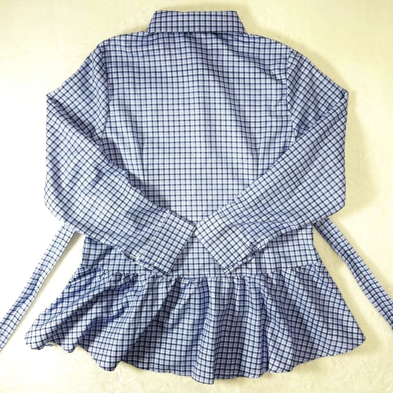 Long Sleeve Checkered Shirt Navy