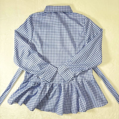 Long Sleeve Checkered Shirt Navy