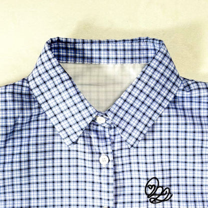 Long Sleeve Checkered Shirt Navy