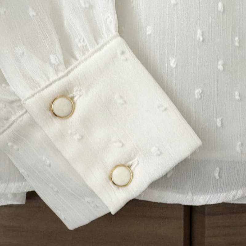 Jill Stuart Patterned Lace Design Chiffon Blouse Size S Ivory
