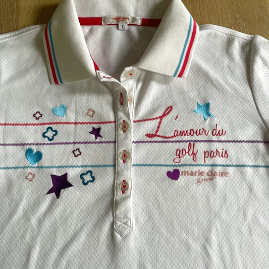Marie Claire Golf Polo Shirt L Size White