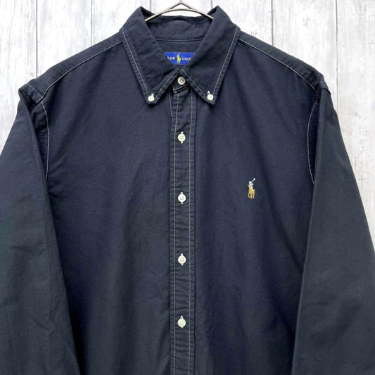 Ralph Lauren Long Sleeve Shirt Men's Black Cotton 100% LG Size 6-517