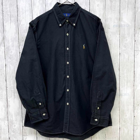 Ralph Lauren Long Sleeve Shirt Men's Black Cotton 100% LG Size 6-517