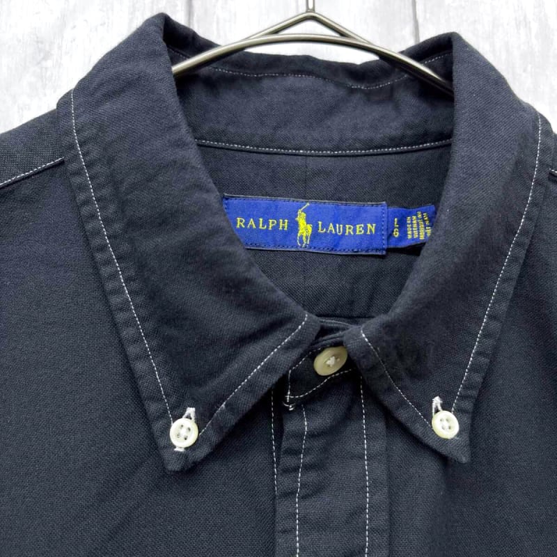 Ralph Lauren Long Sleeve Shirt Men's Black Cotton 100% LG Size 6-517