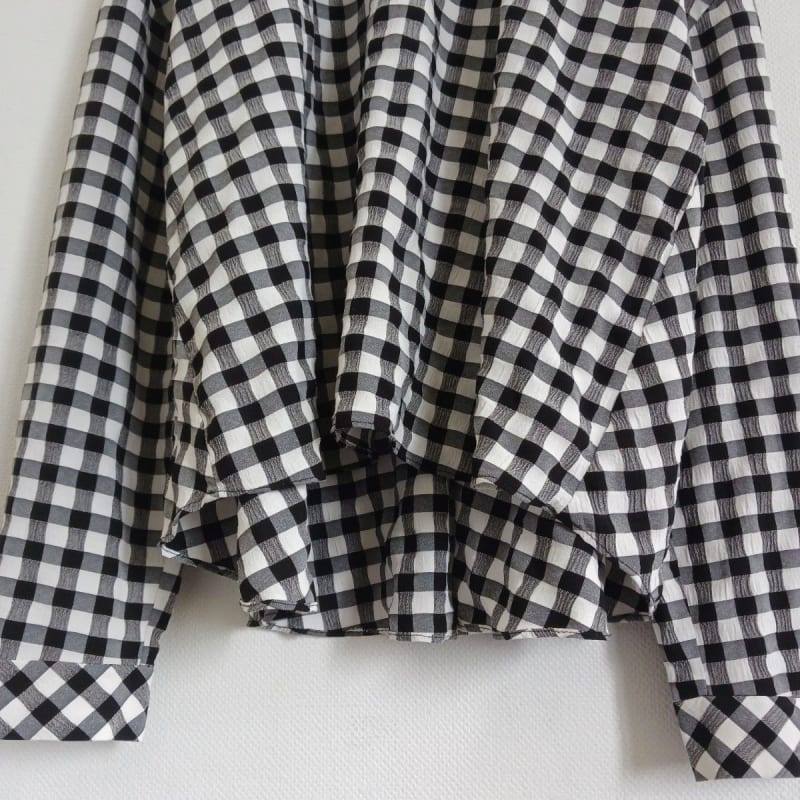 Zara Gingham Check Long Sleeve Pullover Black White