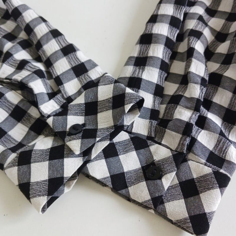 Zara Gingham Check Long Sleeve Pullover Black White