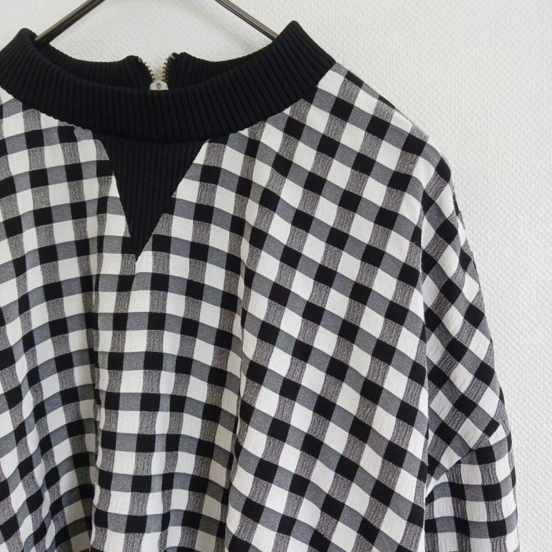 Zara Gingham Check Long Sleeve Pullover Black White