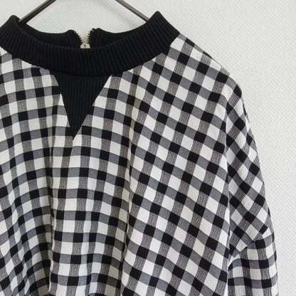 Zara Gingham Check Long Sleeve Pullover Black White