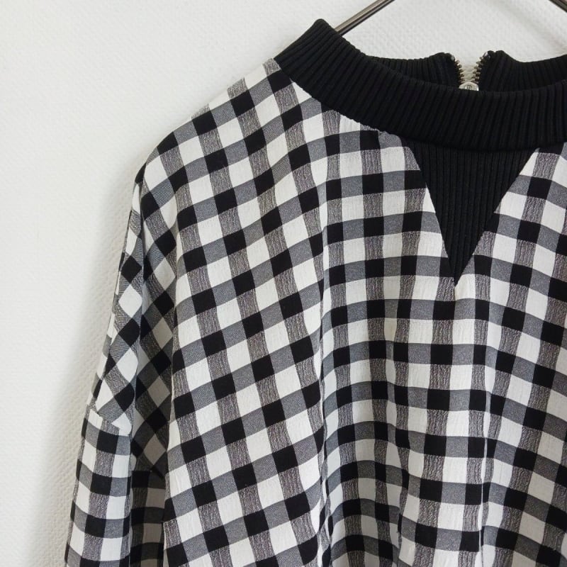 Zara Gingham Check Long Sleeve Pullover Black White