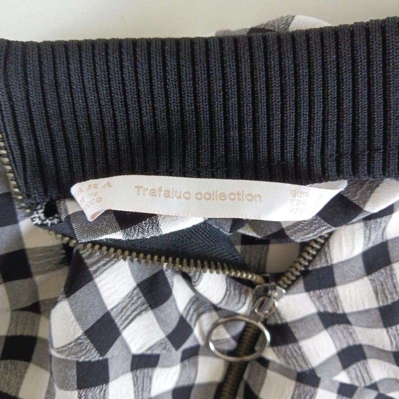 Zara Gingham Check Long Sleeve Pullover Black White