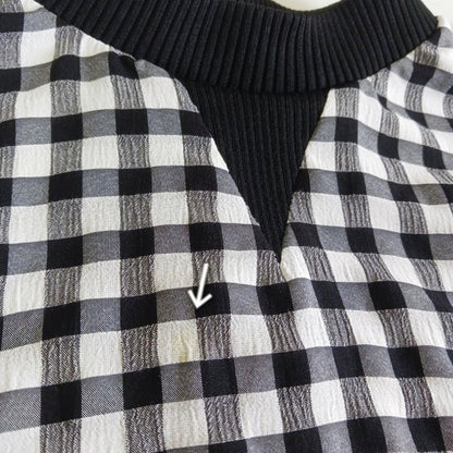 Zara Gingham Check Long Sleeve Pullover Black White
