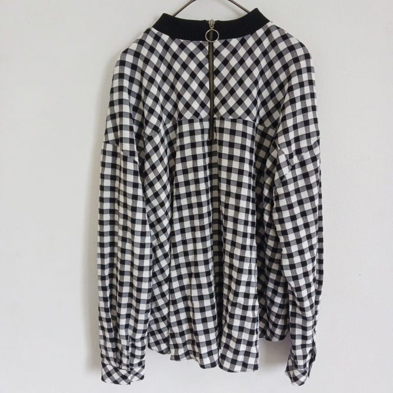 Zara Gingham Check Long Sleeve Pullover Black White