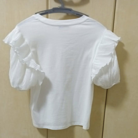 Zara White Frill Short Sleeve Top S Size