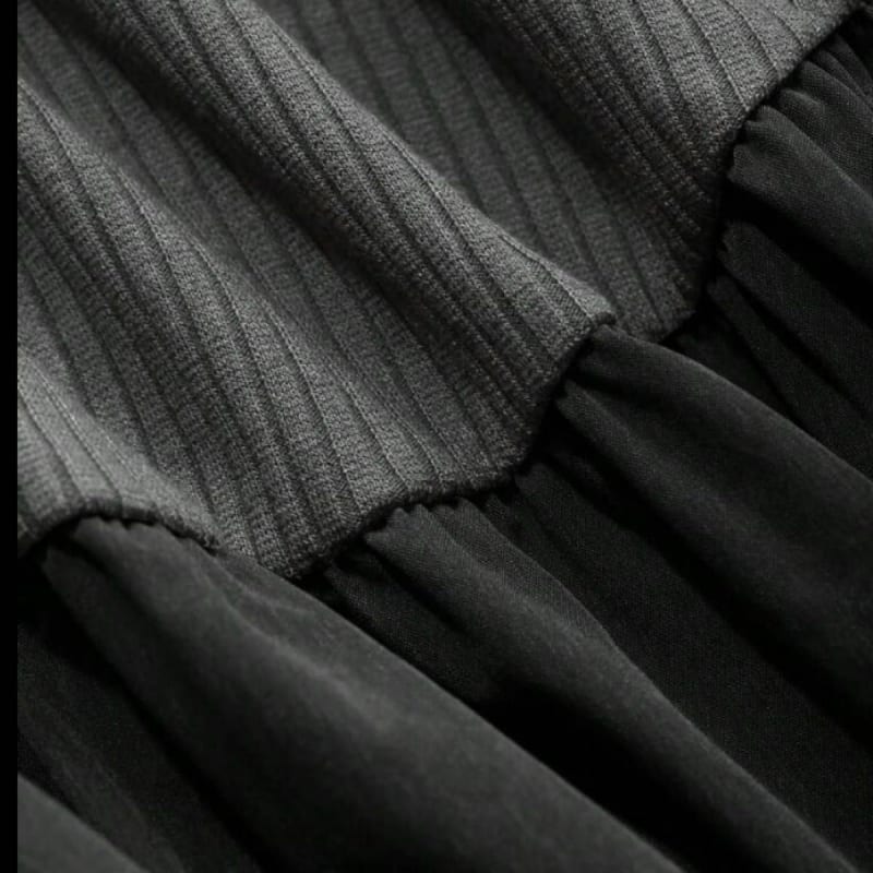 New Women's Long Sleeve Long Dress Gray and Black 3XL 4L