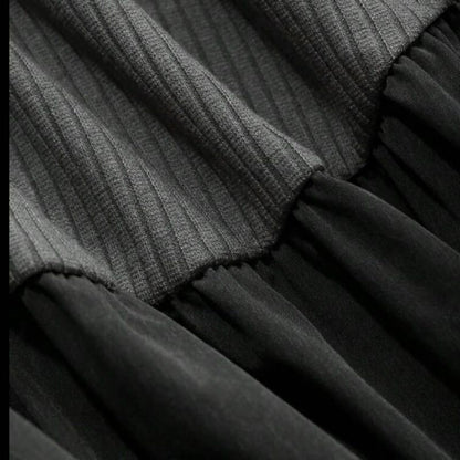 New Women's Long Sleeve Long Dress Gray and Black 3XL 4L
